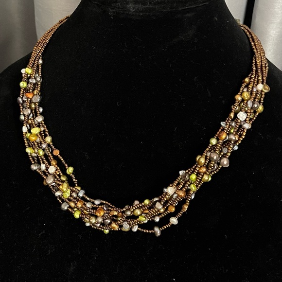 Multi strand Copper Colored Necklace - Picture 3 of 6